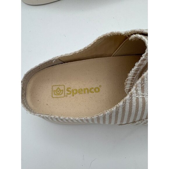 Spenco Womens 7 Slip-On Beige & White Striped Canvas Sneakers - Picture 6 of 7